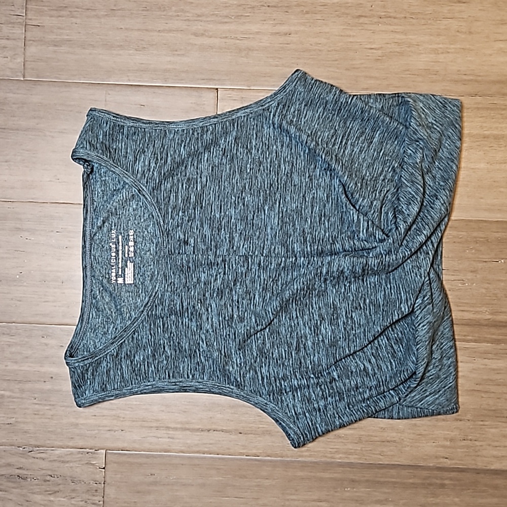 Yogalicious Lux Womens Cropped Twist Tank Top Size Medium Green/Blue Heather
